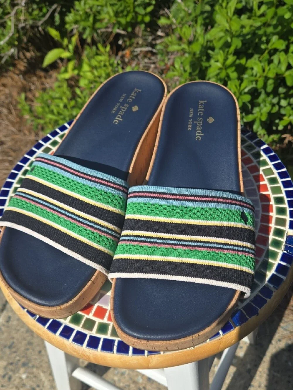 Kate Spade Breeze Striped Wedge Slide Sandals